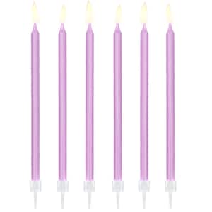 Velas de cumpleaños moradas (12 unidades), velas lilas, velas de cumpleaños, velas de fiesta, velas altas, decoraciones para tartas de Pascua