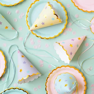 Party Hats 6 x Pastel and Star Party Hats