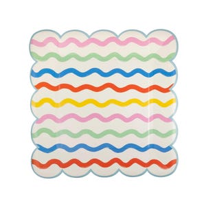 Colourful Ric Rac Striped Large Party Plates – Pack of 8, Circus Birthday Party Tableware, Carnival Party, Circus Party Decor, My Minds Eye