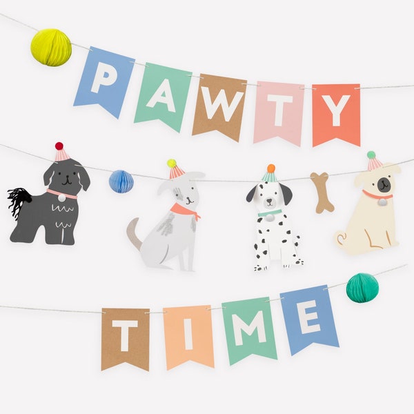 Puppy Party Garland, Meri Meri Dog theme party decorations party bunting, Pawty Time