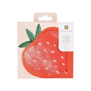 Erdbeerförmige Papierservietten x 20, Beeren-Partyzubehör, Picknick-Geburtstagsfeiergeschirr, Gartenparty-Sommer-Frühlingsobst-Set Servietten