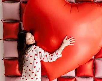 Red Heart Valentines Balloon, Red XXL Heart Foil Balloon, Huge Heart balloons, valentines day decorations