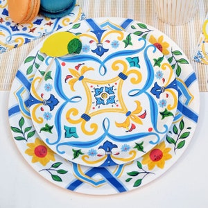 La Dolce Vita Small Party Plates x 10, Italy themed party tableware, Amalfi decorative party plates, set of plates