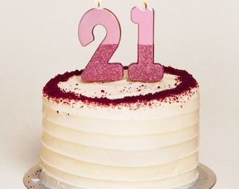 Pink Glitter Number Candle number 2, 21st birthday cake candle, 2 candles, 2nd birthday, 20th, girls cake candle, 2nd birthday decoration