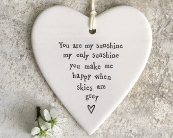 Tu es mon rayon de soleil, mon seul cadeau soleil, cadeau coeur en porcelaine, cadeau meilleur ami, cadeau nouveau bébé, cadeau fille, cadeau fils, cadeau fête des mères