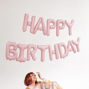 Pastell Rosa alles Gute zum Geburtstag Ballon Kit, Rosa Geburtstagsbanner, Pastell Rosa Partydekoration, alles Gute zum Geburtstag Zeichen Geburtstagsdeko