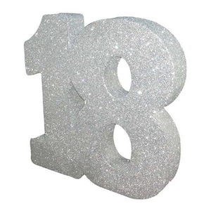 Number 18 Silver Glitter Table Decoration
