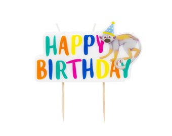 Safari Party Monkey Happy Birthday Candle, Wild One cake candles, Safari party cake candles, animal party, Zoo theme cake