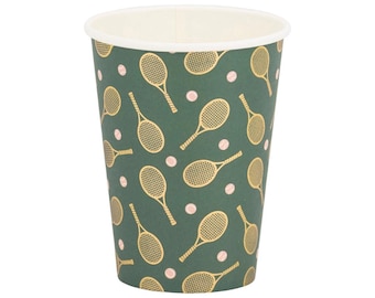 Tennis Party Cups x 8, Tennis Party Supplies, Tennis theme Tableware decorations, Wimbledon tennis sport party, My Minds Eye Tennis