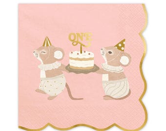 Rosa Maus Servietten zum 1. Geburtstag Vintage Maus Servietten zum 1