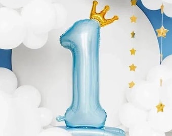 Blauer Ballon zum 1. Geburtstag, stehender Folienballon mit der Zahl 1, Dekorationen zum 1. Geburtstag, Partyballon zum 1. Geburtstag, Ballon zum 1. Geburtstag