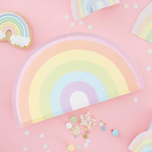 Pastel Rainbow Party Plates x 8, Pastel Party Tableware set of small plates, Pastel party supplies, pastel birthday party plates