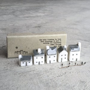 Porcelain Mini Houses Gift, New Home Present, Street In A Box, New Home Gift, Welcome Home Present, Happiness Gift, Small Porcelain Houses