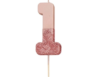 Pink Glitter Number Candle numbers, birthday cake candle, girls cake candle, cake decoration