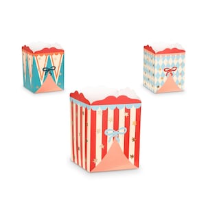 Circus Party Snack Boxes – Set of 6, circus party boxes, circus birthday party supplies, circus party tableware, circus party popcorn boxes
