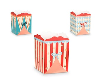 Circus Party Snack Boxes – Set of 6, circus party boxes, circus birthday party supplies, circus party tableware, circus party popcorn boxes