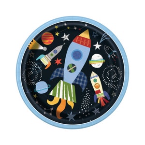 Outer Space Large Party Plates x 8, Space Party Tableware set of plates, space theme birthday party
