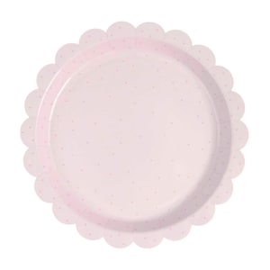 Light Pink Dots Scallop Party Plates x 8, Pink Party Tableware, Pink Birthday Tableware Decorations, Pink party supplies