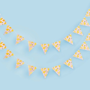 Lemon and Pink Gingham Party Bunting, Summer Garden Party decorations, Picnic party, outdoors party supplies, Lemon theme birthday party