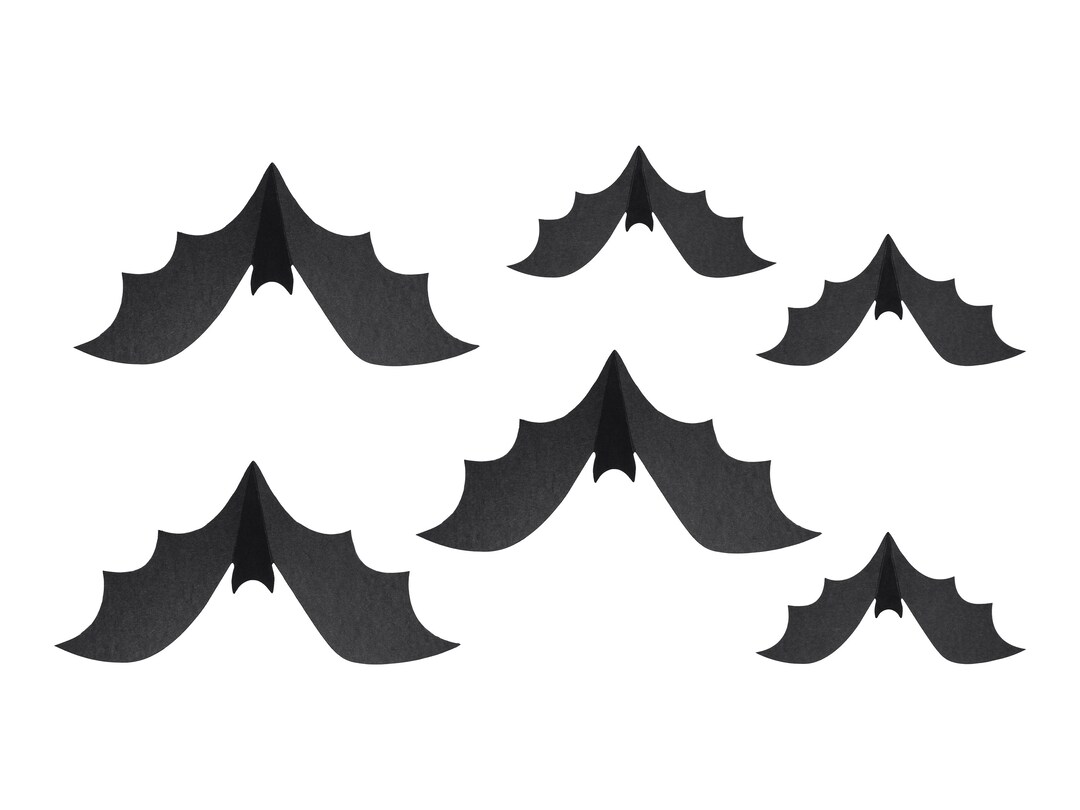Halloween Bat Decorations X 6, Mixed Size Bat Props for Halloween Party ...