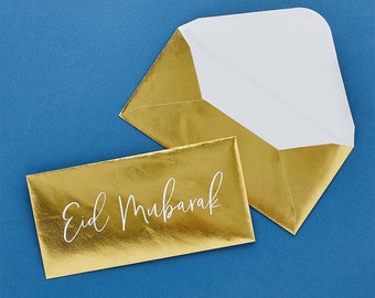 Eid Money Envelopes Gold 5 Pack, Gold Eid Money Envelopes, Eid Gifts, Eid Money Wallets Gifting envelope Perfect Eid Diwali, Eid Mubarak