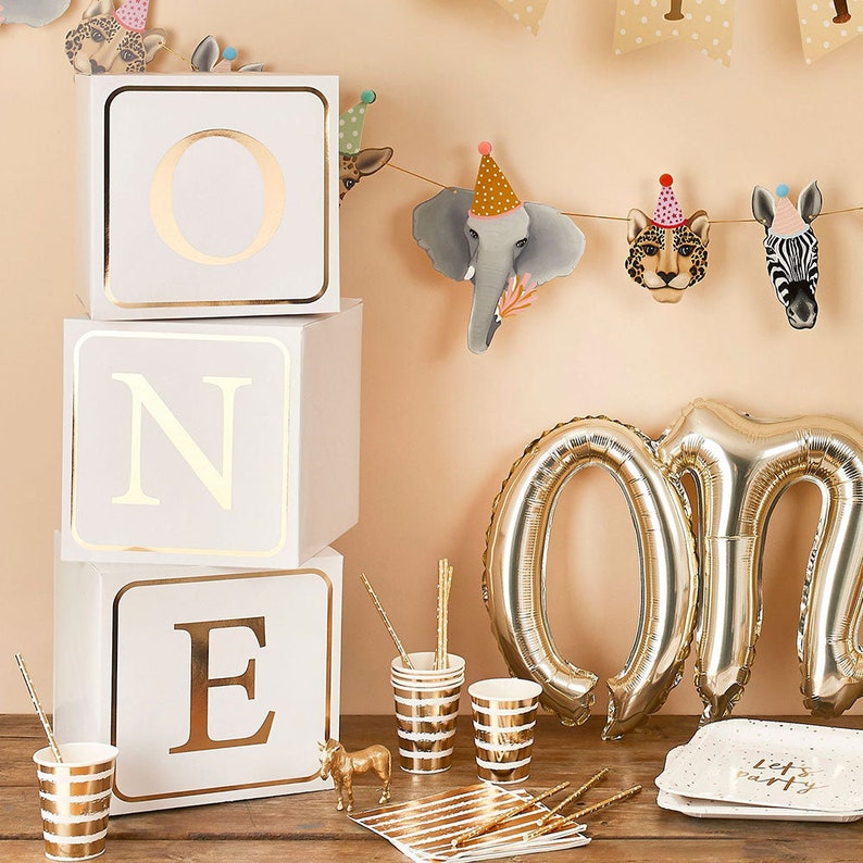 Decorazioni per il primo compleanno, articoli per feste One Today. Bandierine per il primo compleanno, decorazioni per il primo compleanno, striscioni con bandierine per la festa del primo compleanno ONE Birthday blocks