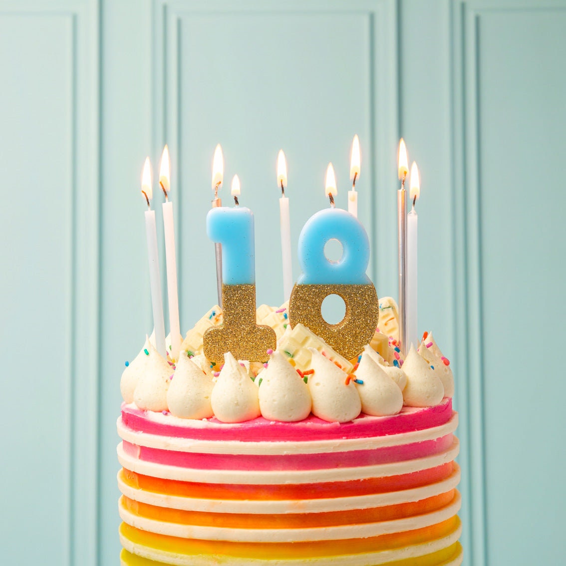 LUTER Candela con Lettera con Numero Gradiente, Candele di Compleanno con Gradiente Rosa Blu per Torta Candele di Compleanno con Lettera con Numeri Decorazione Compleanno Matrimonio (7