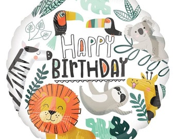Get Wild Jungle Safari Foil 18 inch Balloon, Happy Birthday Safari theme balloon, Wild One, Two Wild party decorations