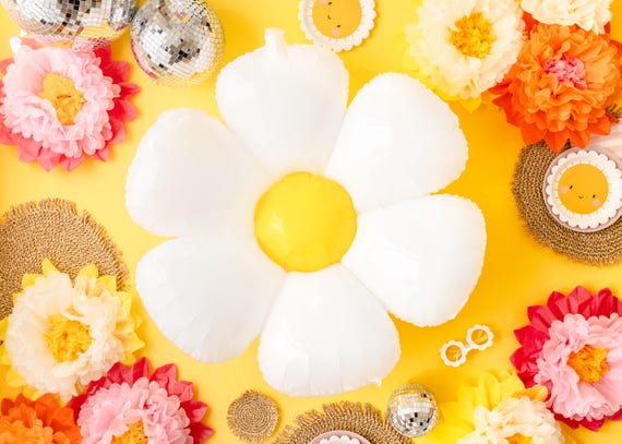 12 Palloncini Foil Margherita - Decorazioni Feste Bianco E Giallo, 3 Misure (50cm, 72cm, 110cm) - Foto 10