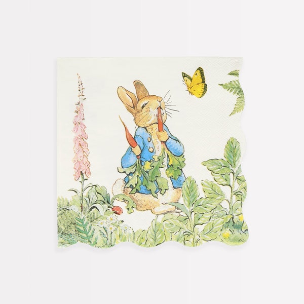 Peter Rabbit Party Napkins x 16,  Peter Rabbit In The Garden Large Napkins, Peter rabbit birthday tableware, baby shower tableware napkins