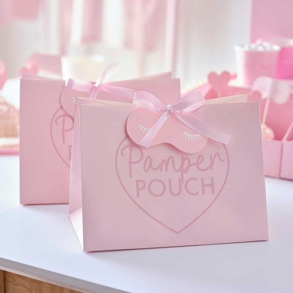 Rosa Pamper Party Taschen x 5, Mädchen Rosa Große Party Favor Taschen, Luxus Pamper Pouch Spa Day Partyzubehör