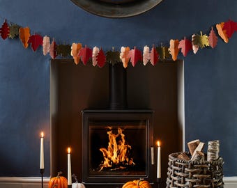 Autumn Leaf Garland Decoration, Halloween Party Bunting, Autumnal Leaves Garland, Fall Foliage Decorations
