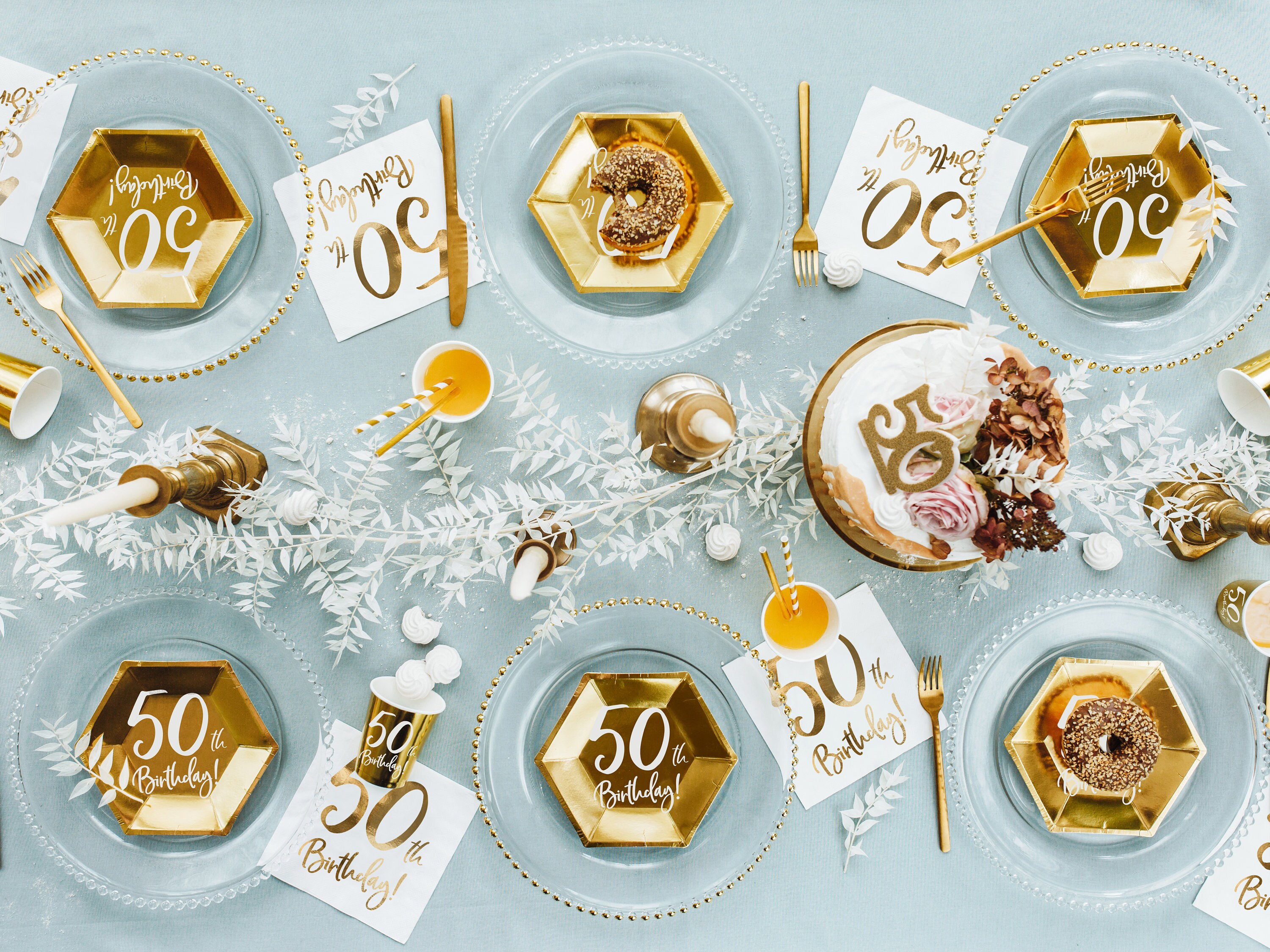 Cheers To 20 Years Tovaglioli Da Cocktail Per 20° Compleanno E Anniversario - 50 Pezzi 3 Veli, Oro Rosa, 25x25 Cm