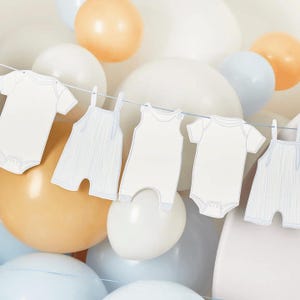 Blue Baby Grow Garland - 2.5m, Blue Baby Shower decorations, baby boy hanging bunting