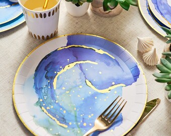 Blue Pool Geburtstag Geschirr – Partygeschirr Mit Pool-Design Für Sommerliche Geburtstagsfeiern