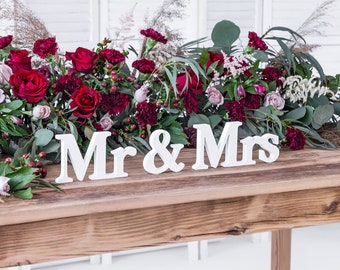 Mr and Mrs - White Wooden Wedding Table Signs, Mr and Mrs Sign, Top Table Sign, Wedding Decorations, Wedding Table Sign,