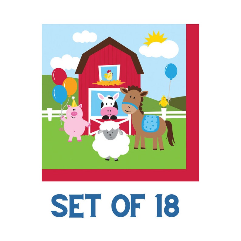 Farm Birthday Party Napkins x 18 Farm Party Tableware Farmyard Decorations Farm theme birthday party farm animal party