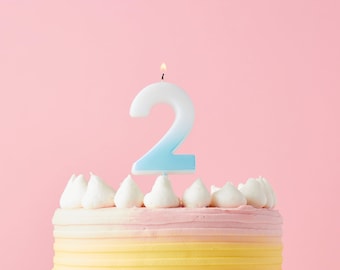 Blue Ombre Number 2 Cake Candle