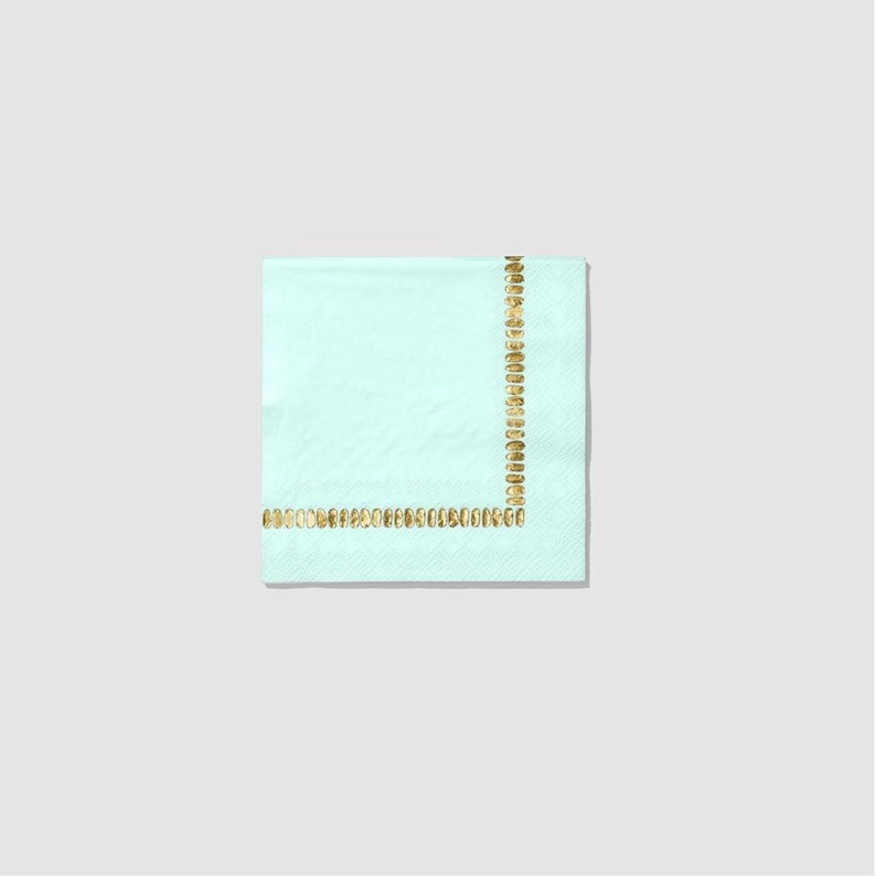 Mint Brushstroke Cocktail Napkins - Thumbnail 4