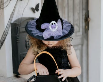 Reversible Sequin Witch Hat Purple and Black