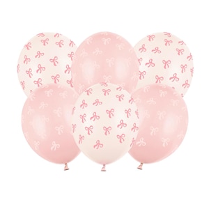 Pink Bow Latex Balloons x 6, Bow Party balloons, Bow Decorations, Bow theme party supplies
