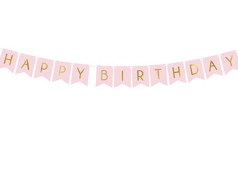 Pink Happy Birthday Party Bunting, Pink Happy Birthday Banner, Pink Party Decorations, Pink Happy Birthday Sign Birthday decor