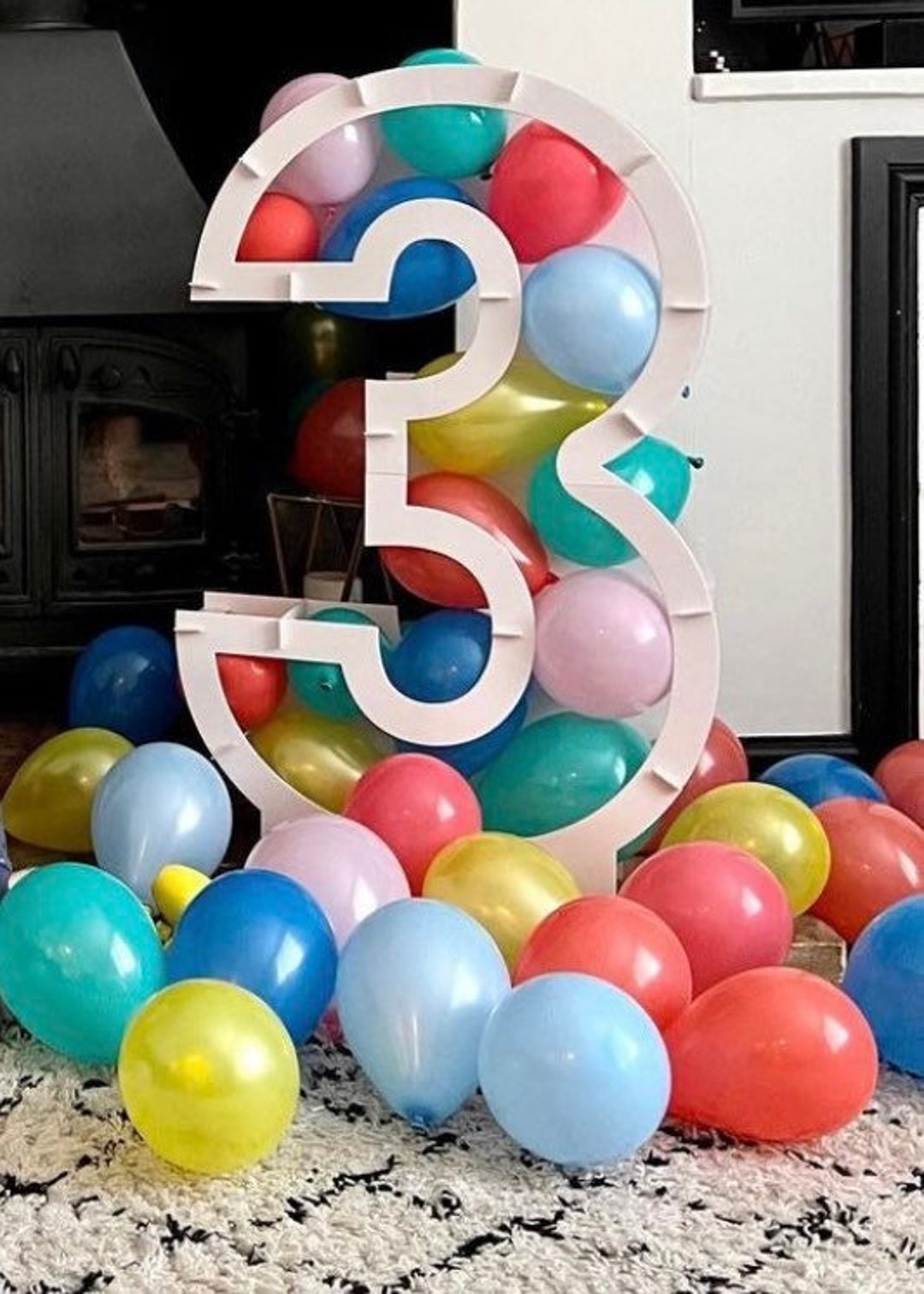 DIY Balloon Mosaic Number 3 Stand, Balloon Mosaic Frame