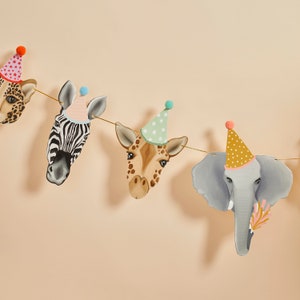 Animal Party Bunting, Safari Childrens Party Decorations, Kids Bedroom Decorations, Birthday Decorations, Hanging Decoration 2m, Wild One