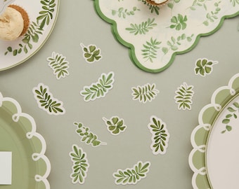 Decoración de mesa con hojas para fiestas botánicas, baby shower botánico, artículos para fiestas de cumpleaños con temática verde salvia