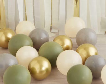 Sage Green, Gold and White Balloon Mosaic Balloon Pack, mini balloons decoration