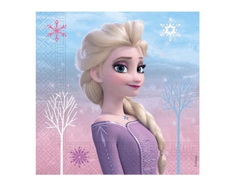 Guardanapos de papel da Elsa de Frozen 2 da Disney (20 unidades), artigos para festa Frozen, guardanapos para festa Frozen, utensílios de mesa para festa temática Frozen