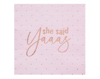 Hen Party Napkins x 20 Pink & Rose Gold, Pink and Gold Hen Party Decorations, Team Bride Tableware set of napkins, cocktail napkins