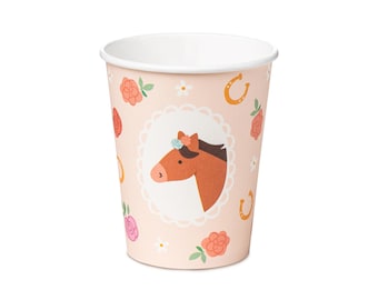 Horse Party Cups x 6, Horse Themed Party Tableware, kids birthday party animal theme, cowgirl party cups