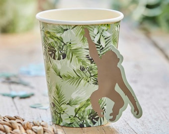 Jungle Party Monkey Paper Cups x 8 Jungle Birthday Party Tableware, Monkey theme party, Jungle party cups, monkey party cups